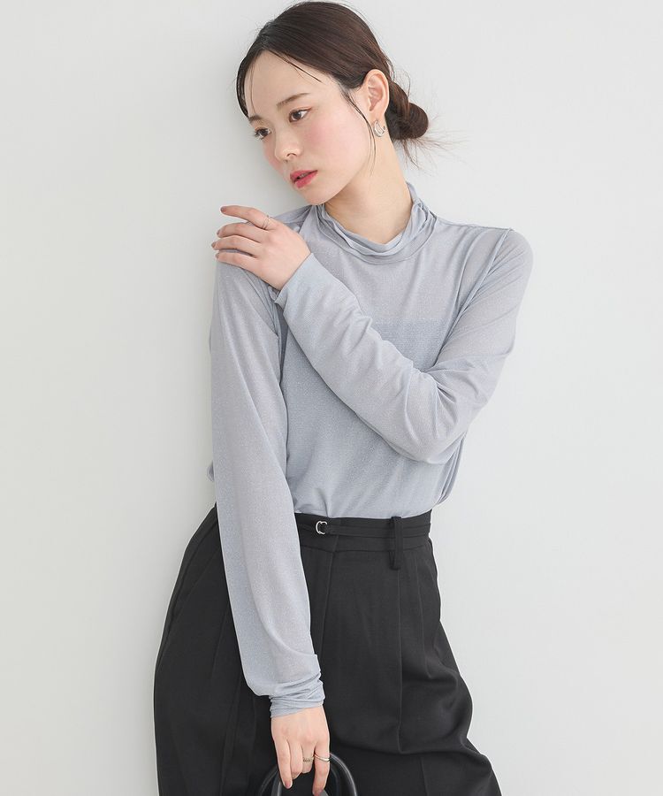 earth music&ecology「シアーラメハイネックプルオーバー」|Tシャツ・カットソー|Light Gray