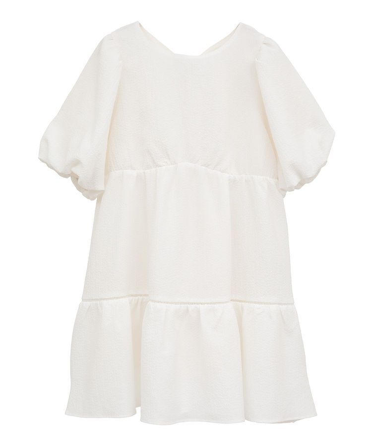 earth music&ecology「バックリボンパフスリーブミニワンピース」|ワンピース|