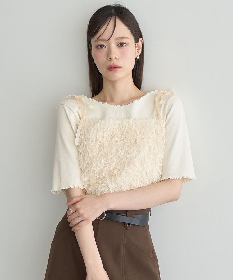 earth music&ecology「【WEB限定】ベロアリボンフェザービスチェ」|ベスト・ジレ|