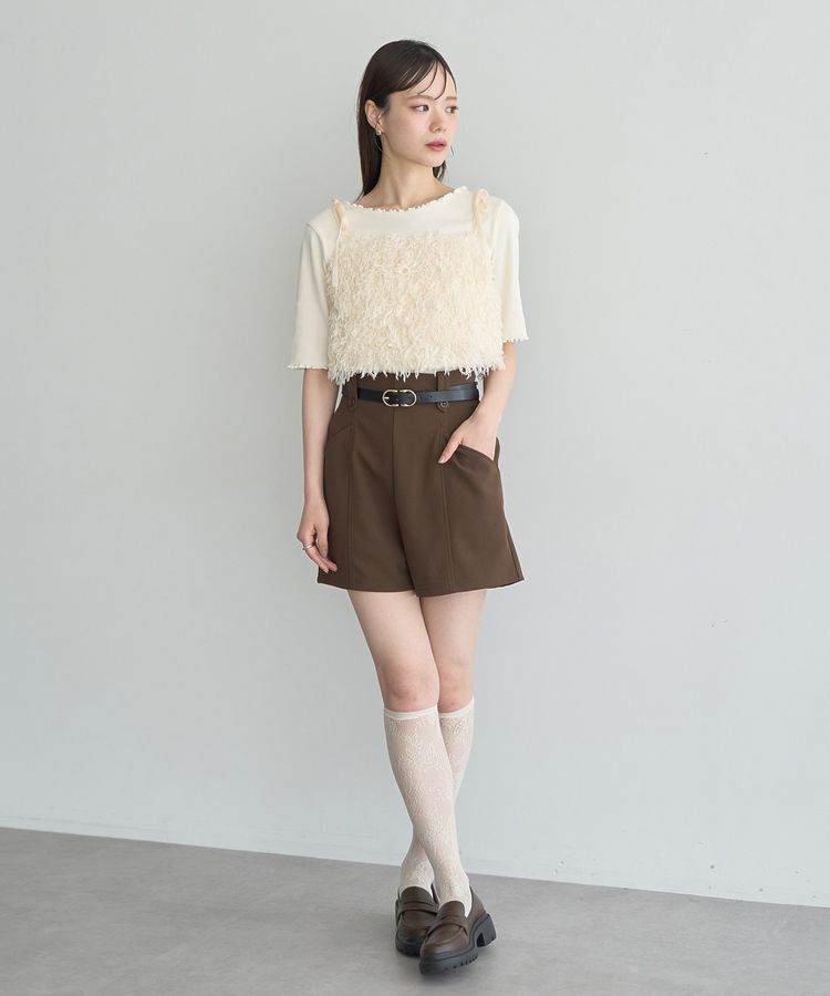 earth music&ecology「【WEB限定】ベロアリボンフェザービスチェ」|ベスト・ジレ|