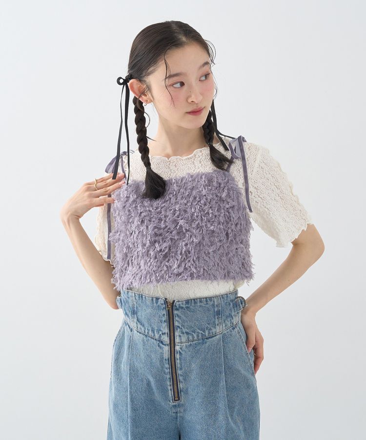 earth music&ecology「【WEB限定】ベロアリボンフェザービスチェ」|ベスト・ジレ|