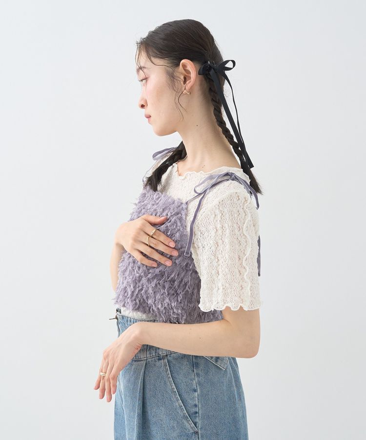 earth music&ecology「【WEB限定】ベロアリボンフェザービスチェ」|ベスト・ジレ|