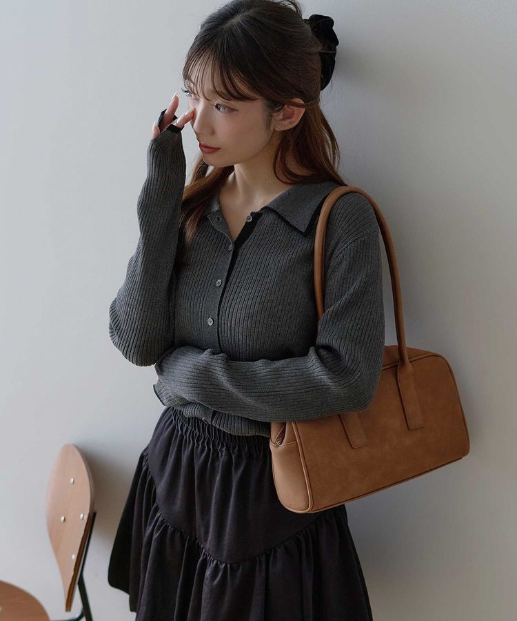 earth music&ecology「【WEB限定】バイカラートリムロングニットカーディガン」|カーディガン|