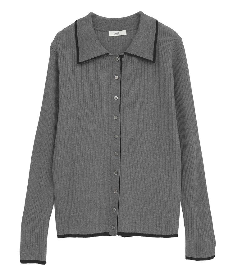 earth music&ecology「【WEB限定】バイカラートリムロングニットカーディガン」|カーディガン|