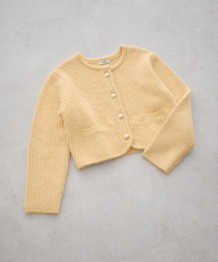 earth music&ecology「【WEB限定】ゴールド釦ショートニットカーディガン」|カーディガン|