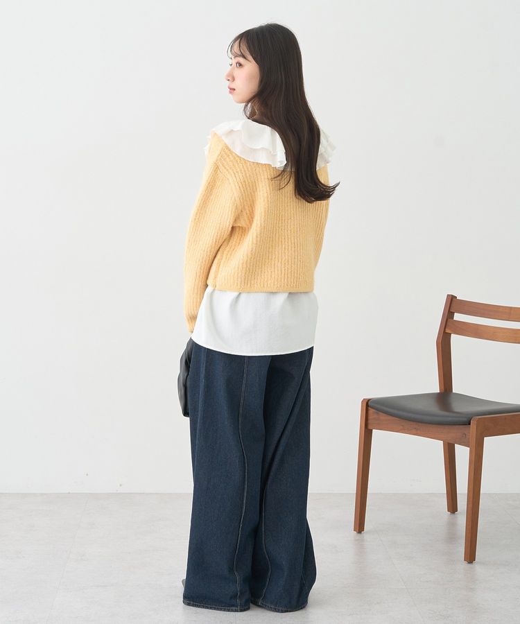 earth music&ecology「【WEB限定】ゴールド釦ショートニットカーディガン」|カーディガン|