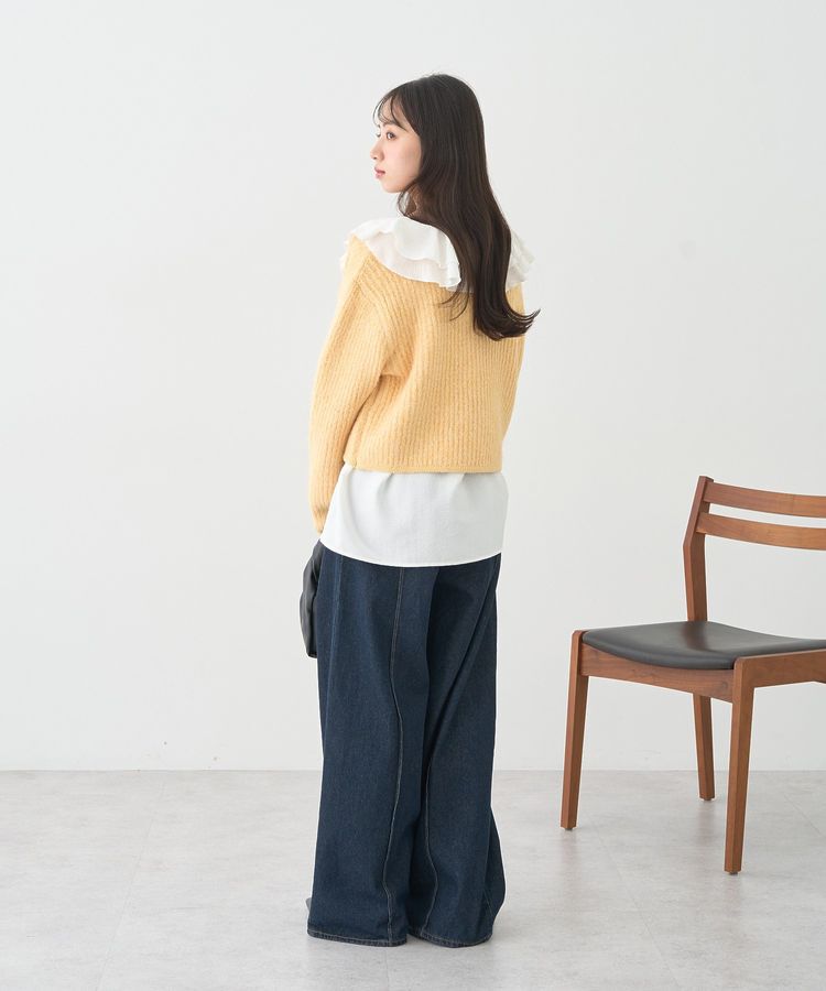 earth music&ecology「【WEB限定】ゴールド釦ショートニットカーディガン」|カーディガン|