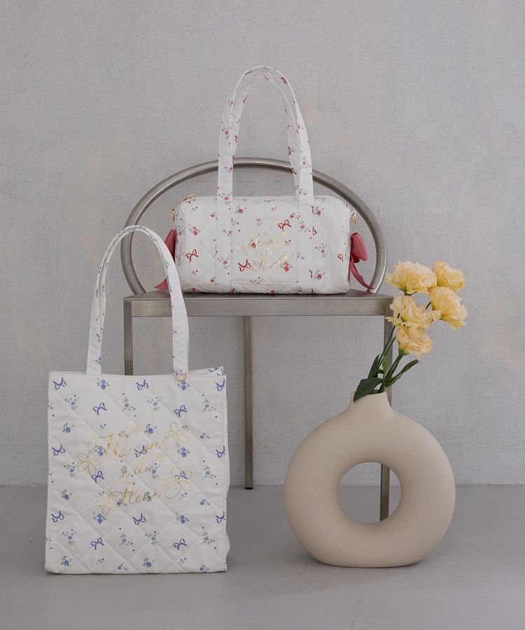 Maison de FLEUR「フラワーリボンプリント2Wayボストンバッグ」|トートバッグ|