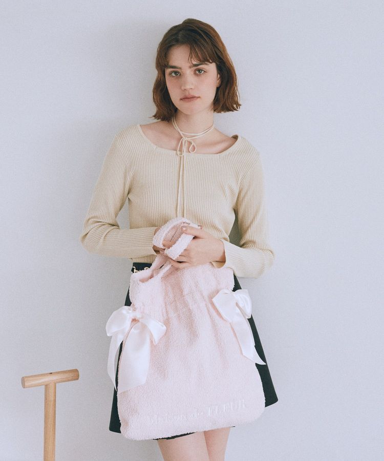 Maison de FLEUR「ボアダブルリボントートバッグ」|トートバッグ|ピンク