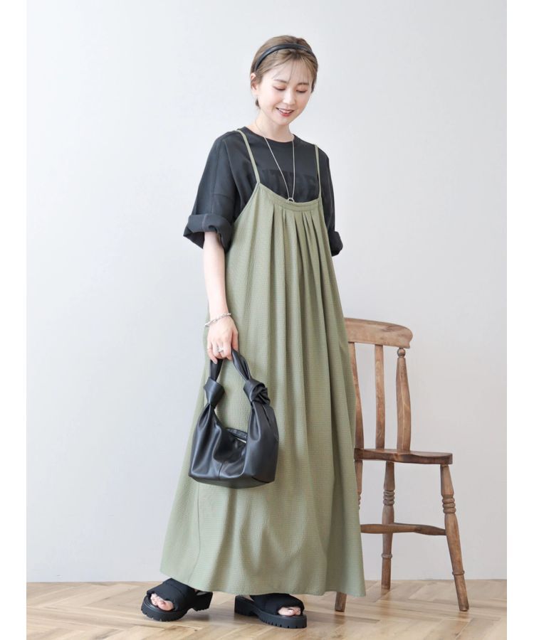 AMERICAN HOLIC「ギンガムサッカーキャミワンピース」|ワンピース|Green