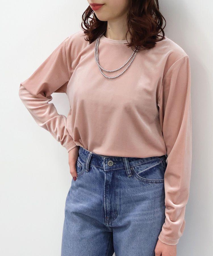 AMERICAN HOLIC「ベロアクルーネックカットプルオーバー」|Tシャツ・カットソー|