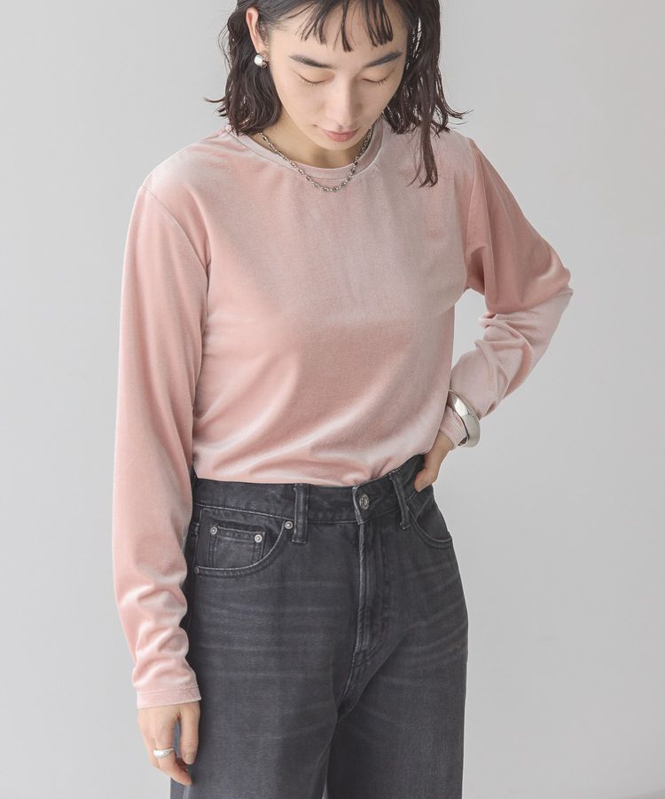 AMERICAN HOLIC「ベロアクルーネックカットプルオーバー」|Tシャツ・カットソー|