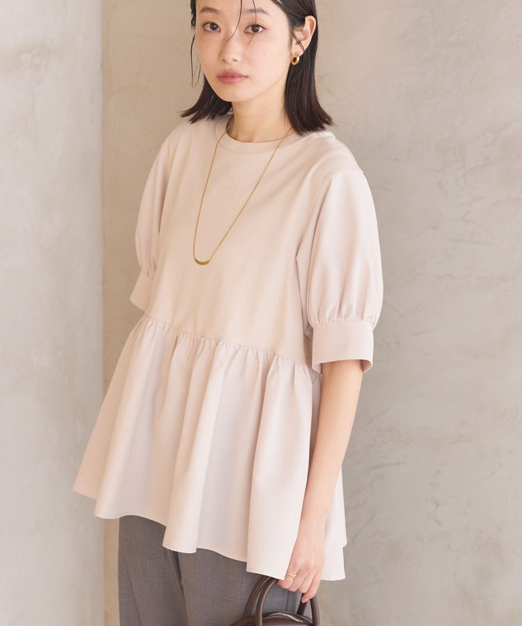 AMERICAN HOLIC「異素材切替ペプラムプルオーバー」|Tシャツ・カットソー|