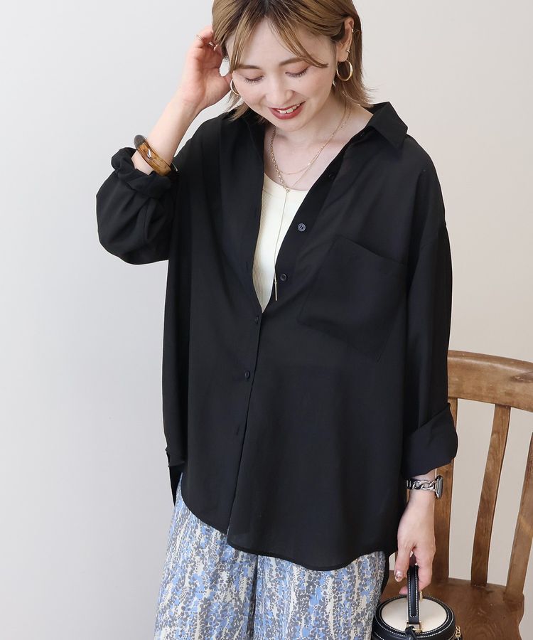 AMERICAN HOLIC「シアーボイルオーバーシルエットシャツ」|シャツ・ブラウス|Black