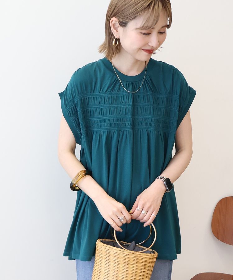 AMERICAN HOLIC「シャーリング半袖フレアプルオーバー」|Tシャツ・カットソー|