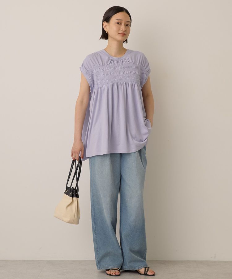 AMERICAN HOLIC「シャーリング半袖フレアプルオーバー」|Tシャツ・カットソー|