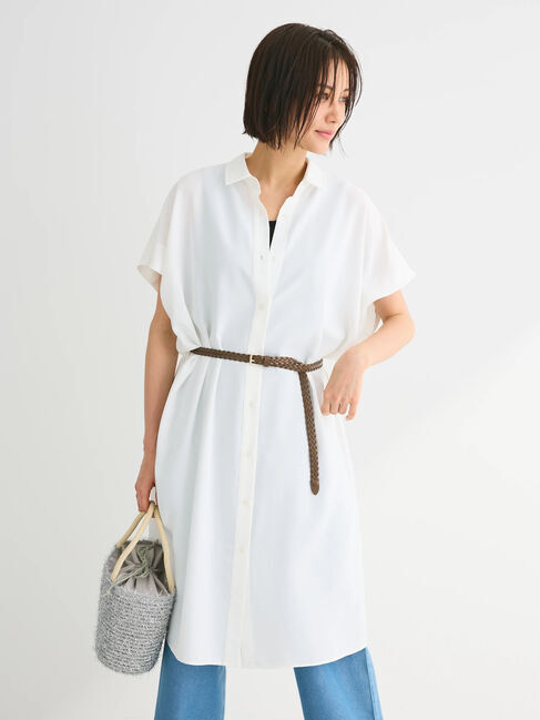 Green Parks「SET2点　合皮ベルト+ミディシャツワンピース」|ワンピース|Off White
