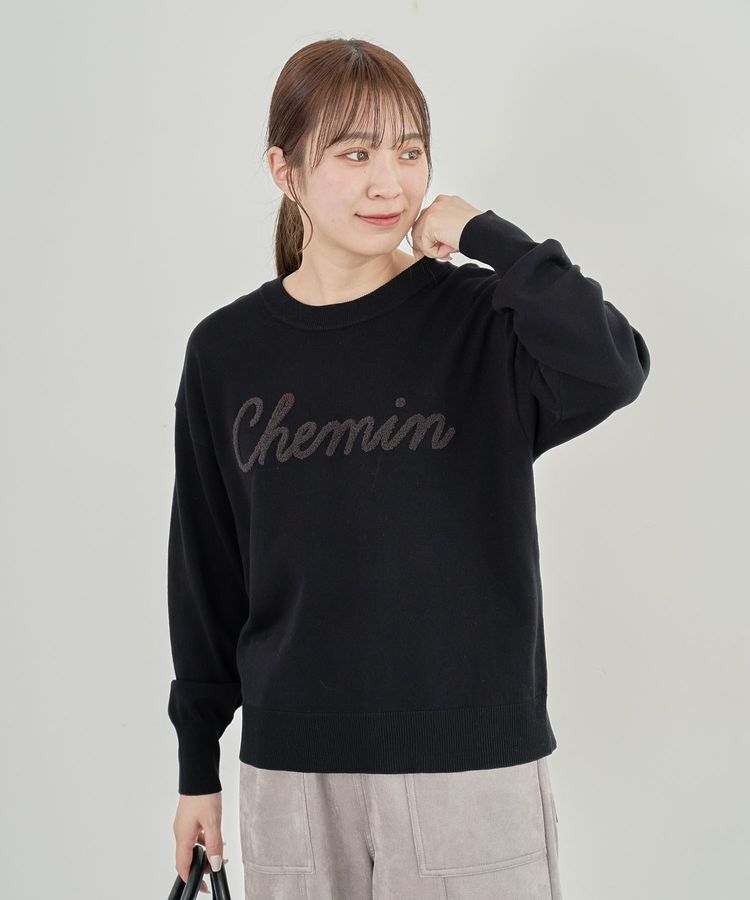 Green Parks「洗える さがら刺しゅうロゴニットプルオーバー」|ニット・セーター|