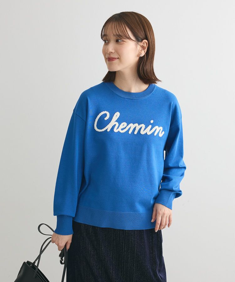 Green Parks「洗える さがら刺しゅうロゴニットプルオーバー」|ニット・セーター|Blue