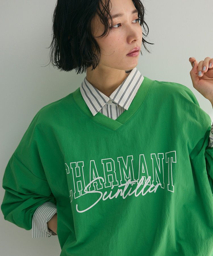 Green Parks「ナイロンロゴVネックプルオーバー」|スウェット・ジャージ|