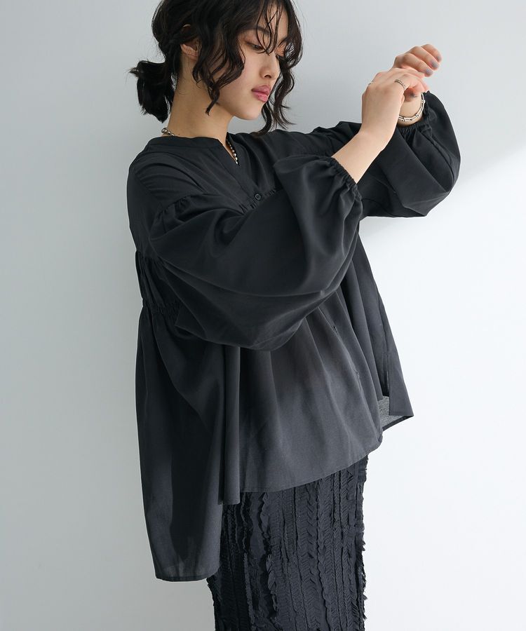 armonia「シャーリングスキッパーシャツ」|シャツ・ブラウス|Black