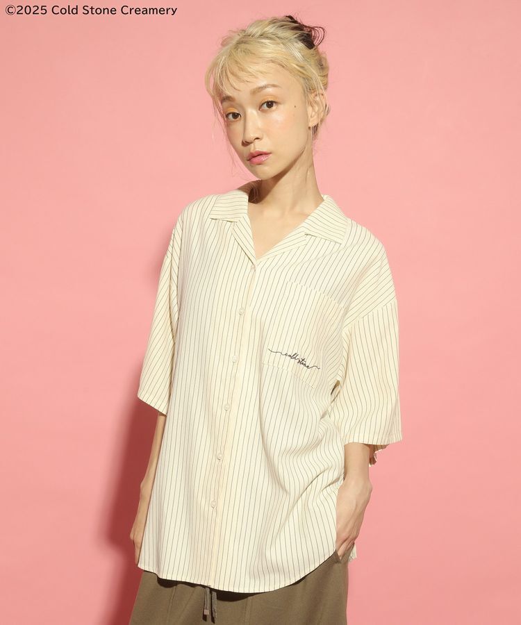 Green Parks「COLDSTONE/ストライプ開襟半袖シャツ」|シャツ・ブラウス|