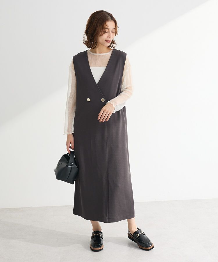 Green Parks「ジャケット風ジャンパースカート」|ジャンパースカート|Dark Gray