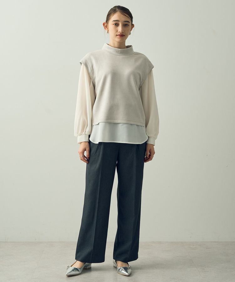 YECCA VECCA「スエード調レイヤードデザインプルオーバー」|Tシャツ・カットソー|