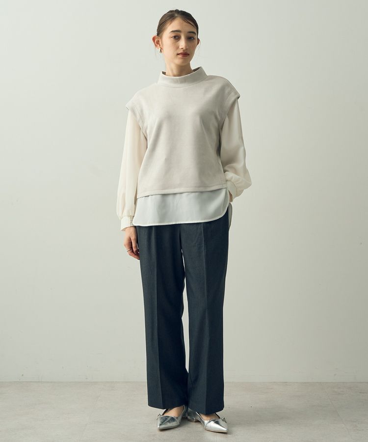 YECCA VECCA「スエード調レイヤードデザインプルオーバー」|Tシャツ・カットソー|