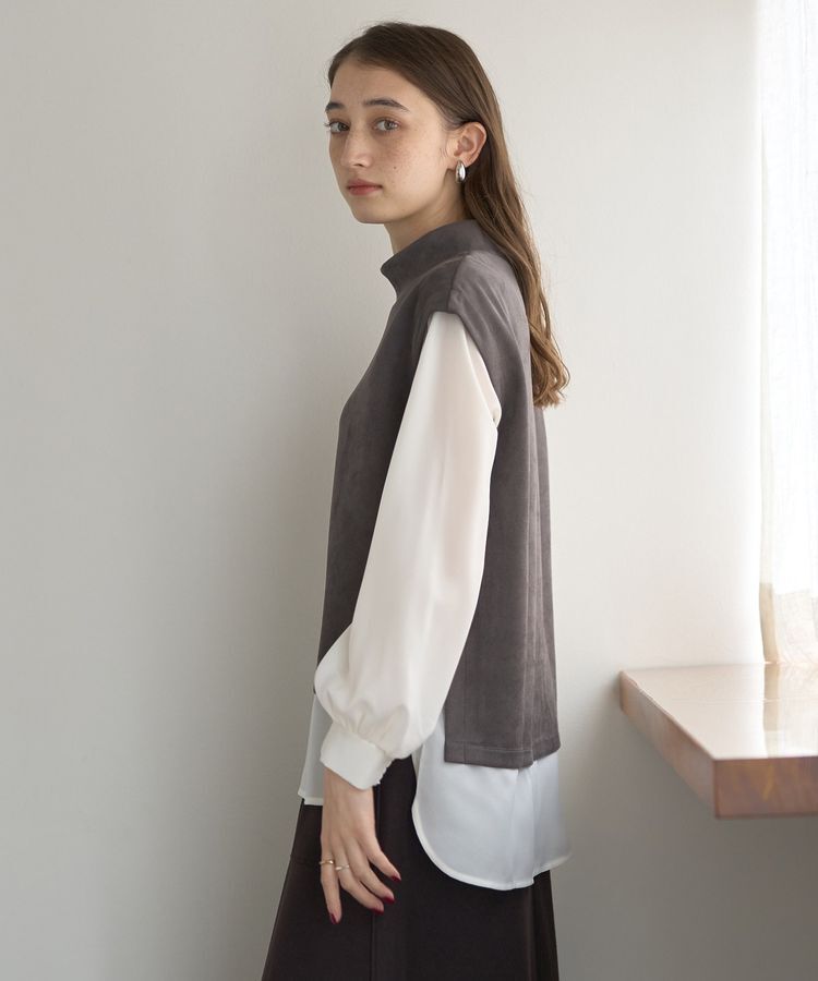 YECCA VECCA「スエード調レイヤードデザインプルオーバー」|Tシャツ・カットソー|