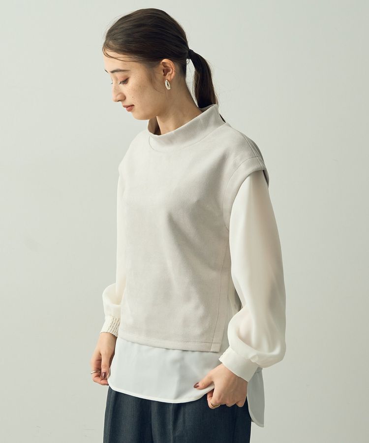 YECCA VECCA「スエード調レイヤードデザインプルオーバー」|Tシャツ・カットソー|