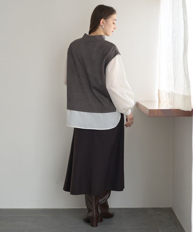 YECCA VECCA「スエード調レイヤードデザインプルオーバー」|Tシャツ・カットソー|