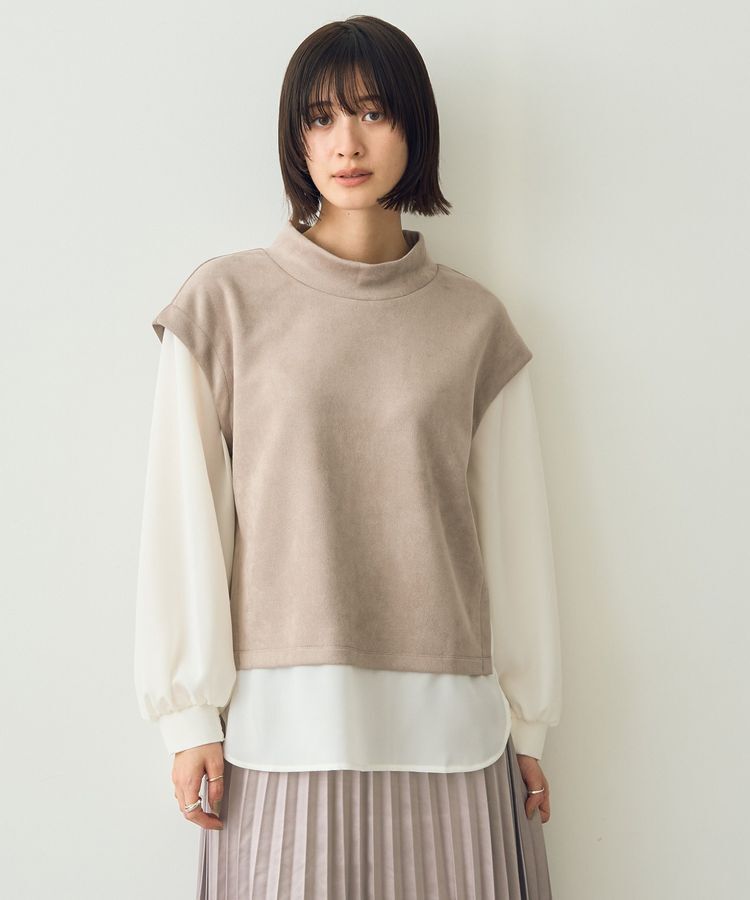 YECCA VECCA「スエード調レイヤードデザインプルオーバー」|Tシャツ・カットソー|