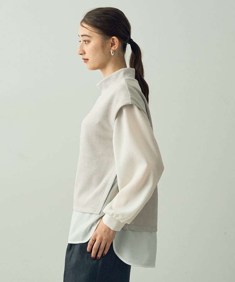 YECCA VECCA「スエード調レイヤードデザインプルオーバー」|Tシャツ・カットソー|