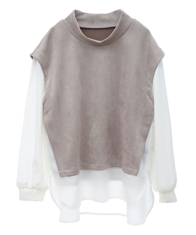 YECCA VECCA「スエード調レイヤードデザインプルオーバー」|Tシャツ・カットソー|