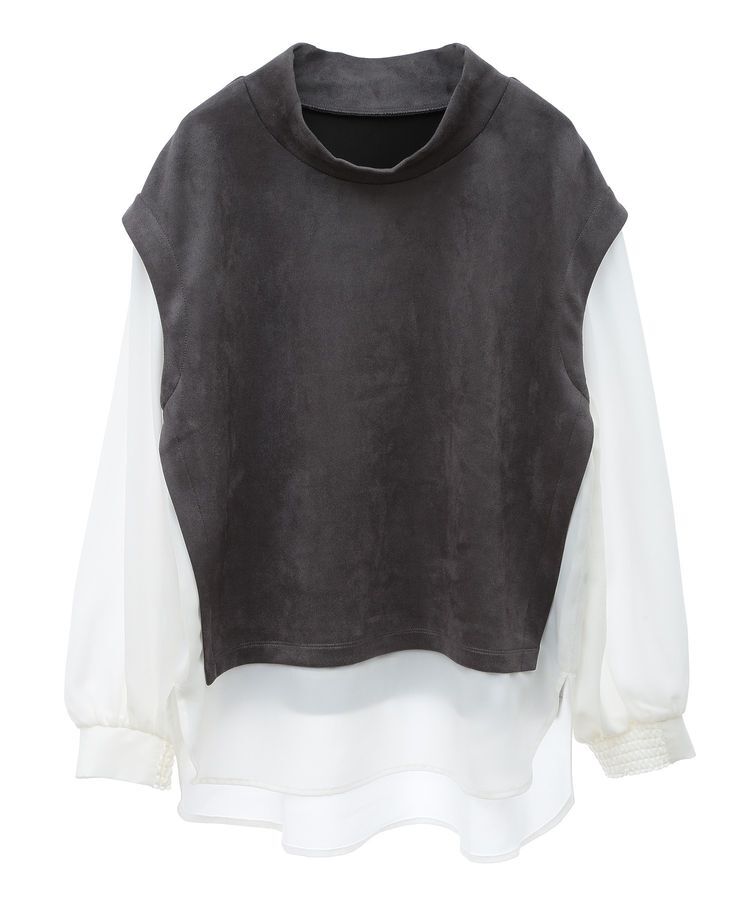YECCA VECCA「スエード調レイヤードデザインプルオーバー」|Tシャツ・カットソー|