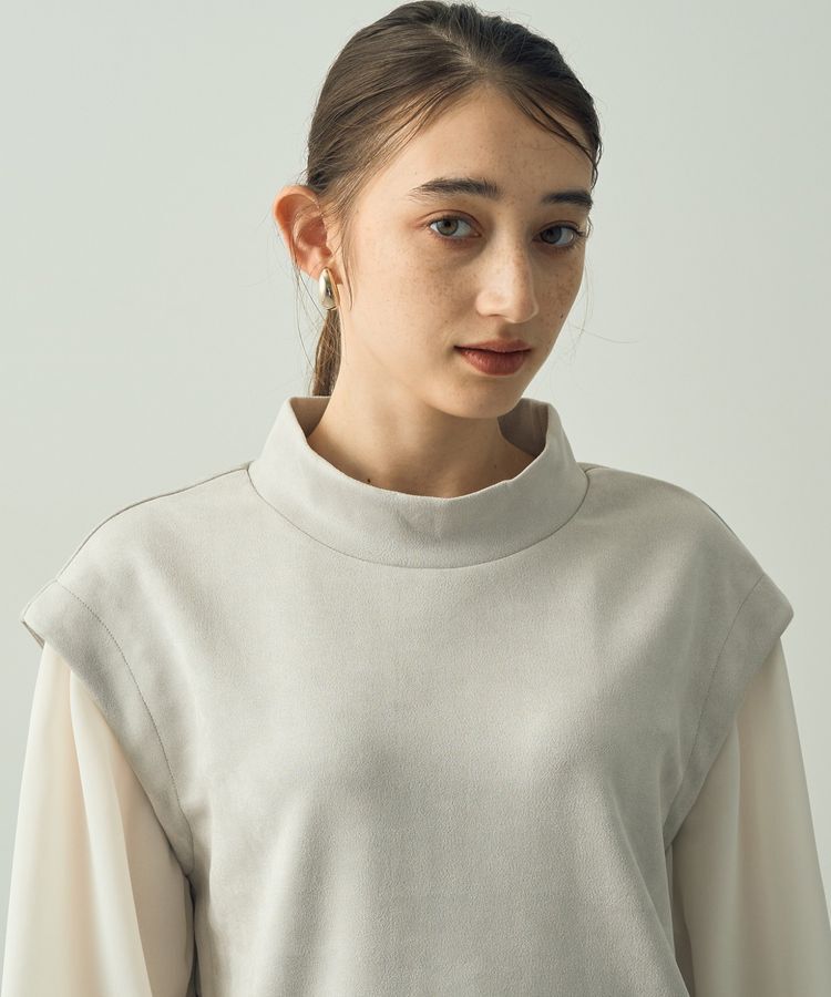 YECCA VECCA「スエード調レイヤードデザインプルオーバー」|Tシャツ・カットソー|