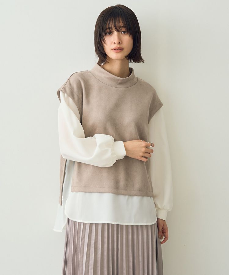 YECCA VECCA「スエード調レイヤードデザインプルオーバー」|Tシャツ・カットソー|Mocha