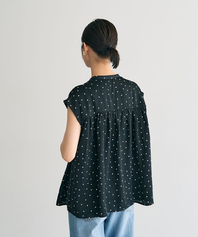 YECCA VECCA「ドット柄ギャザーブラウス」|シャツ・ブラウス|