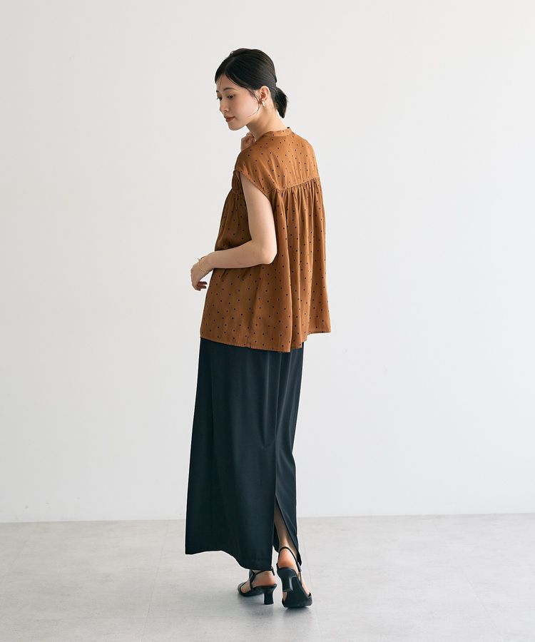 YECCA VECCA「ドット柄ギャザーブラウス」|シャツ・ブラウス|