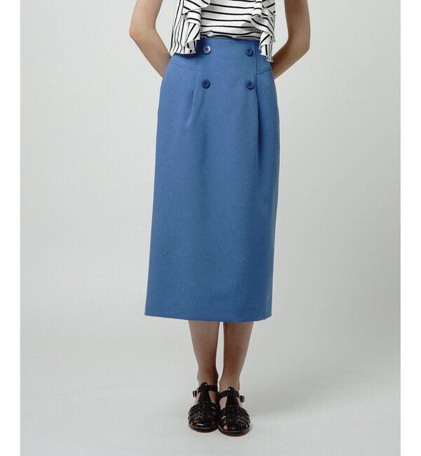 allureville「オックスフロントボタンタイトスカート」|スカート|ブルー