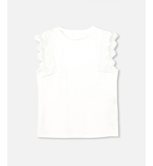 LOULOU WILLOUGHBY「【LOULOU WILLOUGHBY】レーストリミングTシャツ」|Tシャツ・カットソー|