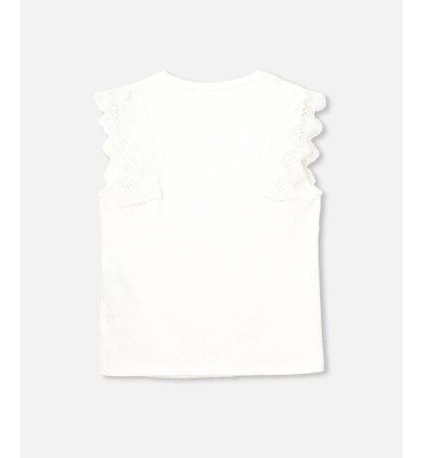 LOULOU WILLOUGHBY「【LOULOU WILLOUGHBY】レーストリミングTシャツ」|Tシャツ・カットソー|