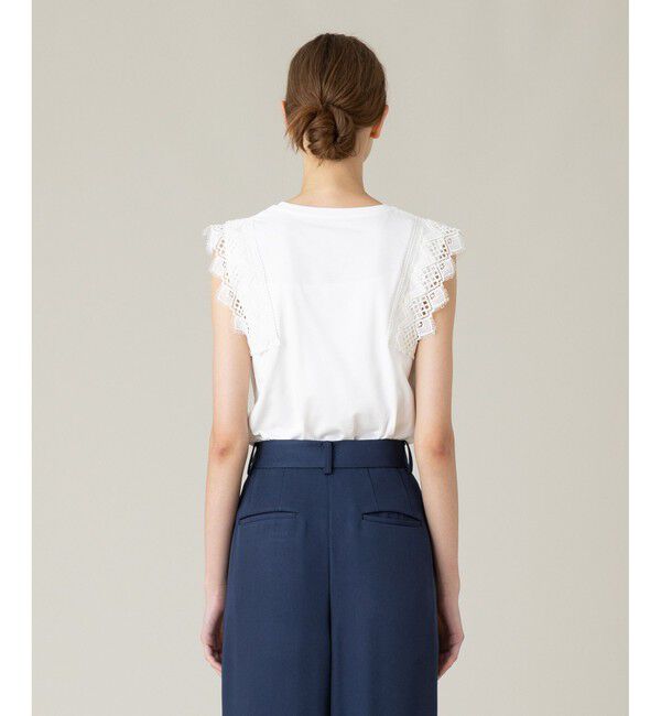 LOULOU WILLOUGHBY「【LOULOU WILLOUGHBY】レーストリミングTシャツ」|Tシャツ・カットソー|