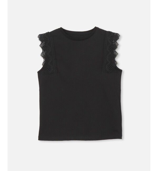 LOULOU WILLOUGHBY「【LOULOU WILLOUGHBY】レーストリミングTシャツ」|Tシャツ・カットソー|