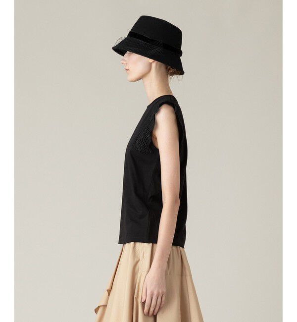 LOULOU WILLOUGHBY「【LOULOU WILLOUGHBY】レーストリミングTシャツ」|Tシャツ・カットソー|