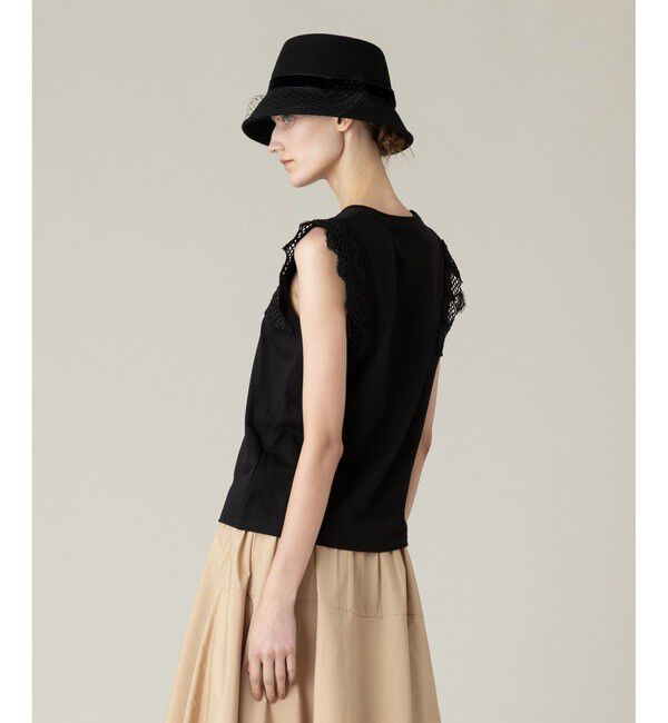 LOULOU WILLOUGHBY「【LOULOU WILLOUGHBY】レーストリミングTシャツ」|Tシャツ・カットソー|