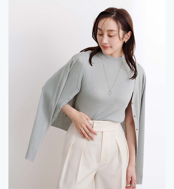 ur's「ラメVネックカーディガン」|ニット・セーター|シルバー