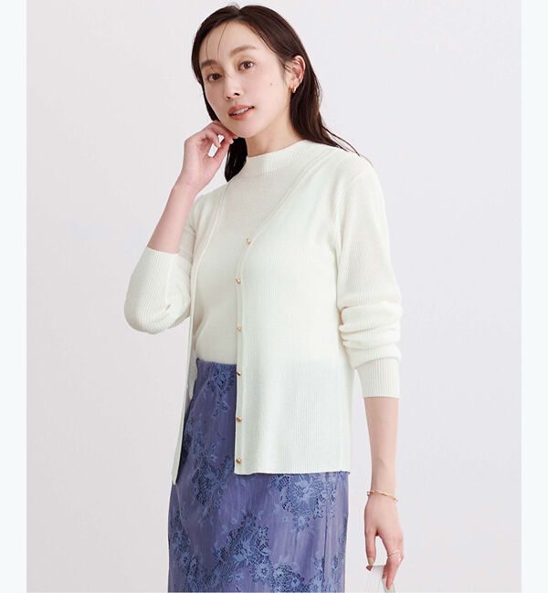 ur's「ラメVネックカーディガン」|ニット・セーター|オフホワイト