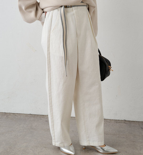  「ベルト付きリラックスデニムパンツ」|デニム|